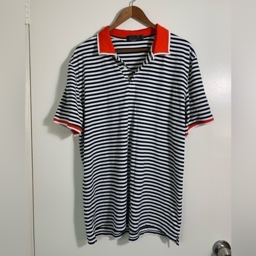G/Fore, Mens, striped, navy, red, collar tech, polo, golf, XL